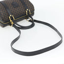 CELINE Macadam Canvas Hand Bag PVC Leather 2way Black Gold Auth 181930V-8