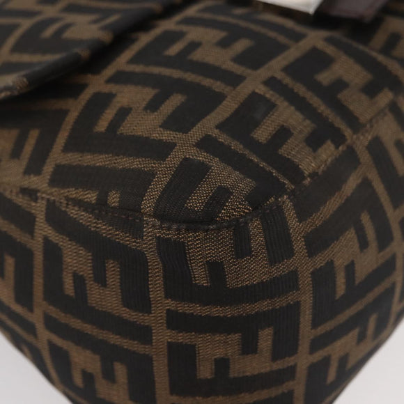 FENDI Zucca Canvas Mamma Baguette Shoulder Bag Black Brown Auth 181932A