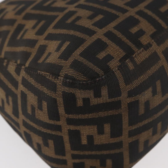 FENDI Zucca Canvas Mamma Baguette Shoulder Bag Black Brown Auth 181932A