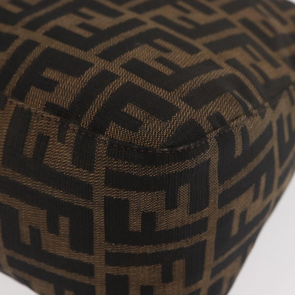 FENDI Zucca Canvas Mamma Baguette Shoulder Bag Black Brown Auth 181932A