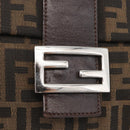 FENDI Zucca Canvas Mamma Baguette Shoulder Bag Black Brown Auth 181932A-17