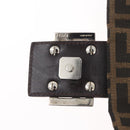 FENDI Zucca Canvas Mamma Baguette Shoulder Bag Black Brown Auth 181932A-10