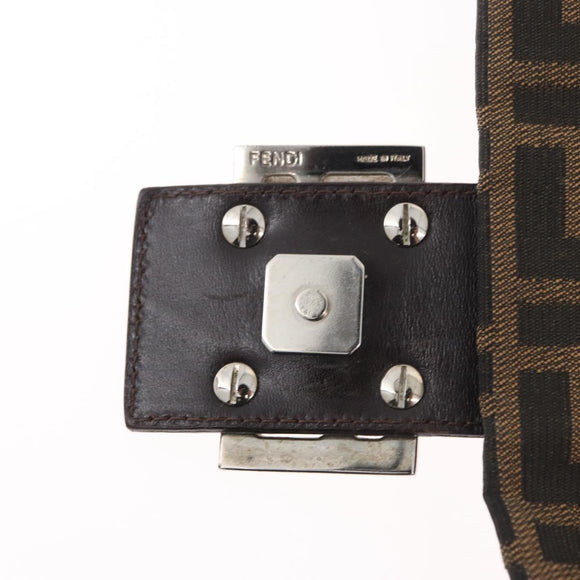 FENDI Zucca Canvas Mamma Baguette Shoulder Bag Black Brown Auth 181932A