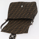 FENDI Zucca Canvas Mamma Baguette Shoulder Bag Black Brown Auth 181932A-18