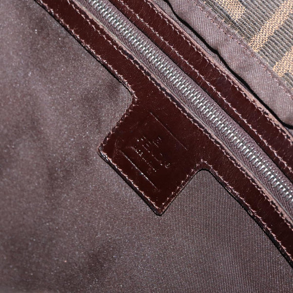 FENDI Zucca Canvas Mamma Baguette Shoulder Bag Black Brown Auth 181932A