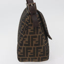FENDI Zucca Canvas Mamma Baguette Shoulder Bag Black Brown Auth 181932A-4