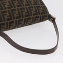 FENDI Zucca Canvas Mamma Baguette Shoulder Bag Black Brown Auth 181932A-7