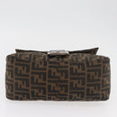 FENDI Zucca Canvas Mamma Baguette Shoulder Bag Black Brown Auth 181932A-5