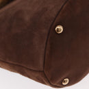 Salvatore Ferragamo Vala Hand Bag Fur Brown Gold Auth 181933A-12