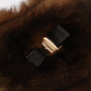 Salvatore Ferragamo Vala Hand Bag Fur Brown Gold Auth 181933A-14