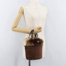 Salvatore Ferragamo Vala Hand Bag Fur Brown Gold Auth 181933A-22