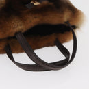 Salvatore Ferragamo Vala Hand Bag Fur Brown Gold Auth 181933A-7