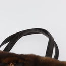 Salvatore Ferragamo Vala Hand Bag Fur Brown Gold Auth 181933A-8