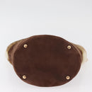 Salvatore Ferragamo Vala Hand Bag Fur Brown Gold Auth 181933A-9