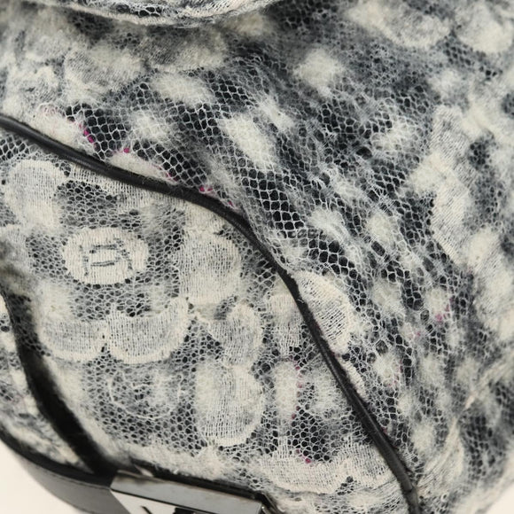 CHANEL Camelia 2.55 Chain Shoulder Bag Wool Tweed White Black CC Auth 181935SM
