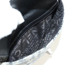 CHANEL Camelia 2.55 Chain Shoulder Bag Wool Tweed White Black CC Auth 181935SM-19