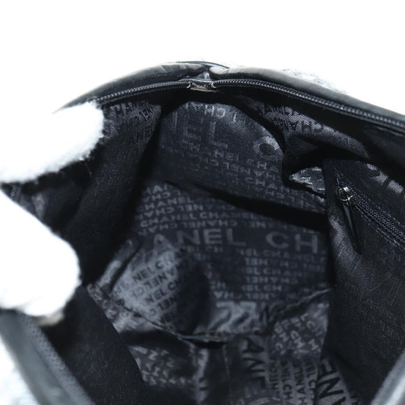 CHANEL Camelia 2.55 Chain Shoulder Bag Wool Tweed White Black CC Auth 181935SM