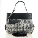 CHANEL Camelia 2.55 Chain Shoulder Bag Wool Tweed White Black CC Auth 181935SM-29