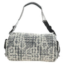 CHANEL Camelia 2.55 Chain Shoulder Bag Wool Tweed White Black CC Auth 181935SM-3