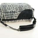 CHANEL Camelia 2.55 Chain Shoulder Bag Wool Tweed White Black CC Auth 181935SM-7