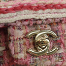 CHANEL Matelassé Chain Schultertasche Wolltweed Rosa Gold CC Auth 181936SAM-18