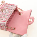 CHANEL Matelassé Chain Schultertasche Wolltweed Rosa Gold CC Auth 181936SAM-19