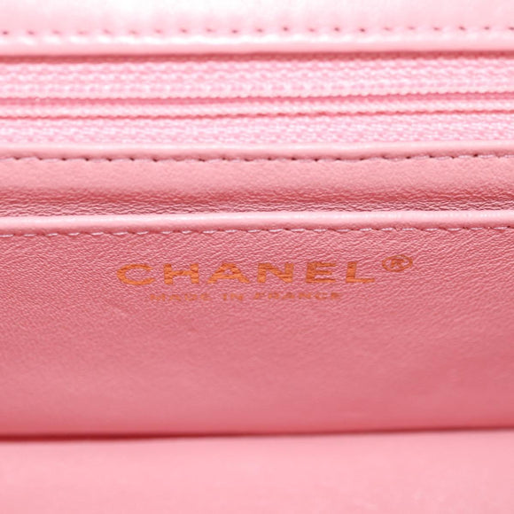 CHANEL Matelassé Chain Schultertasche Wolltweed Rosa Gold CC Auth 181936SAM