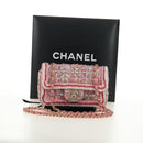 CHANEL Matelasse Chain Shoulder Bag Wool Tweed Pink Gold CC Auth 181936SAM-12