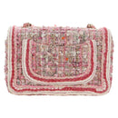CHANEL Matelasse Chain Shoulder Bag Wool Tweed Pink Gold CC Auth 181936SAM-2