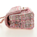 CHANEL Matelasse Chain Shoulder Bag Wool Tweed Pink Gold CC Auth 181936SAM-3