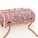 CHANEL Matelasse Chain Shoulder Bag Wool Tweed Pink Gold CC Auth 181936SAM-6