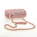CHANEL Matelasse Chain Shoulder Bag Wool Tweed Pink Gold CC Auth 181936SAM-7