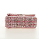 CHANEL Matelasse Chain Shoulder Bag Wool Tweed Pink Gold CC Auth 181936SAM-5