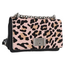 PRADA Chain Shoulder Bag Unborn Calf Skin Pink Silver Auth 181937A-1