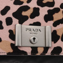 PRADA Chain Shoulder Bag Unborn Calf Skin Pink Silver Auth 181937A-17
