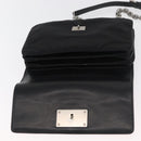 PRADA Chain Shoulder Bag Unborn Calf Skin Pink Silver Auth 181937A-10
