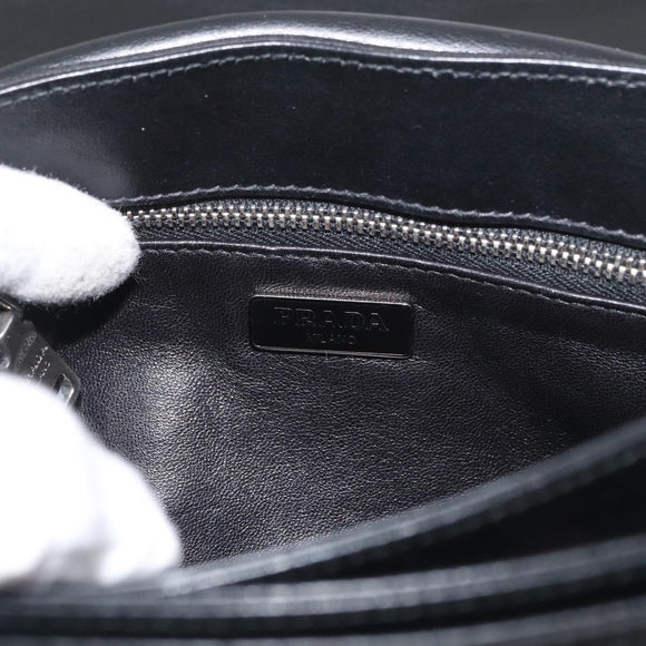 PRADA Chain Shoulder Bag Unborn Calf Skin Pink Silver Auth 181937A