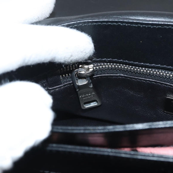 PRADA Chain Shoulder Bag Unborn Calf Skin Pink Silver Auth 181937A