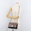 PRADA Chain Shoulder Bag Unborn Calf Skin Pink Silver Auth 181937A-25