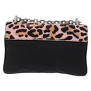 PRADA Chain Shoulder Bag Unborn Calf Skin Pink Silver Auth 181937A-2