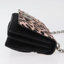 PRADA Chain Shoulder Bag Unborn Calf Skin Pink Silver Auth 181937A-3