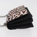 PRADA Chain Shoulder Bag Unborn Calf Skin Pink Silver Auth 181937A-4