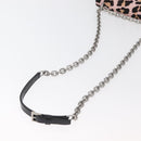 PRADA Chain Shoulder Bag Unborn Calf Skin Pink Silver Auth 181937A-7