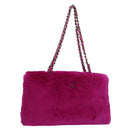 CHANEL Chain Shoulder Bag Fur Pink CC Auth 181939M-1