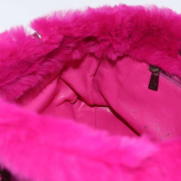 CHANEL Chain Shoulder Bag Fur Pink CC Auth 181939M