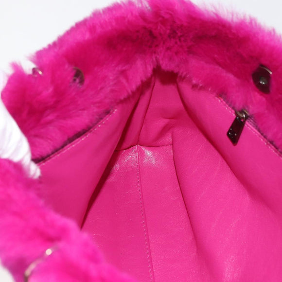 CHANEL Chain Shoulder Bag Fur Pink CC Auth 181939M