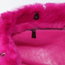 CHANEL Chain Shoulder Bag Fur Pink CC Auth 181939M-21