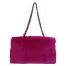 CHANEL Chain Shoulder Bag Fur Pink CC Auth 181939M-13