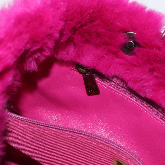 CHANEL Chain Shoulder Bag Fur Pink CC Auth 181939M