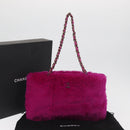 CHANEL Chain Shoulder Bag Fur Pink CC Auth 181939M-12
